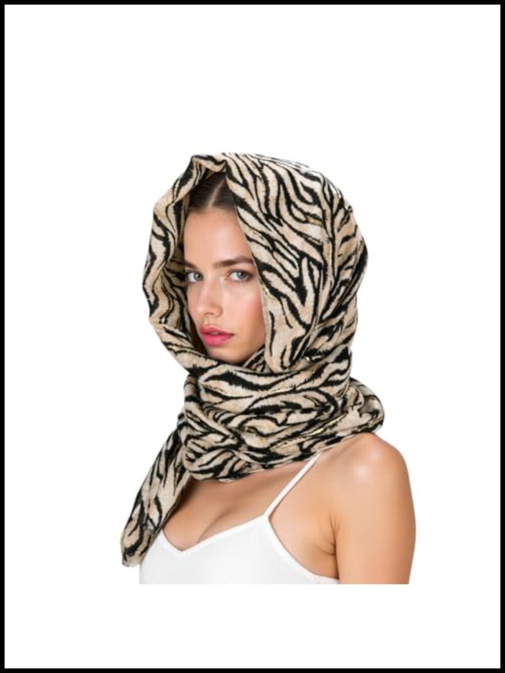 Luxury Leopard Print Scarf for Women with Gold Sparkles Cotton Linen Oversized
